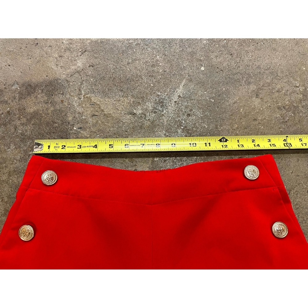 Zara Tailored Pants Womens L Red Stretch Elastic Waist Button Details Straight - Picture 12 of 16